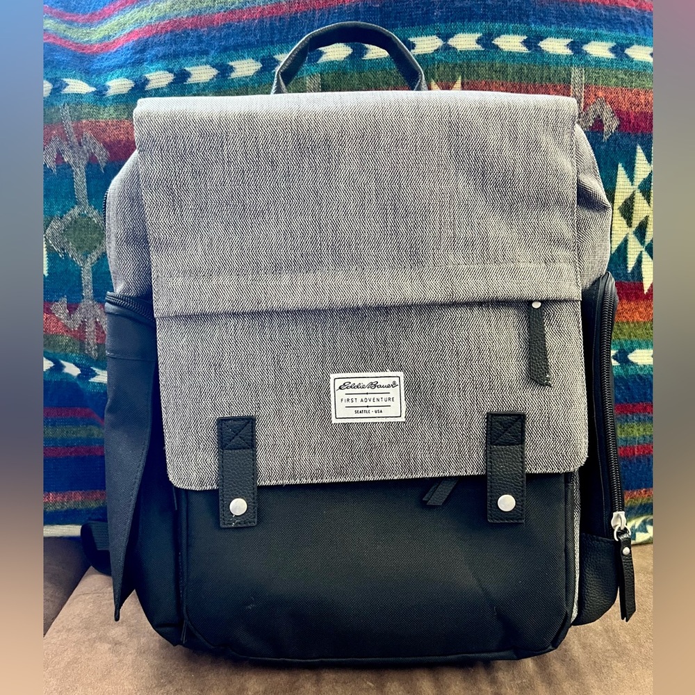 Eddie Bauer Baby Brezza Cascade Sport Backpack Diaper Bag - Black/Gray